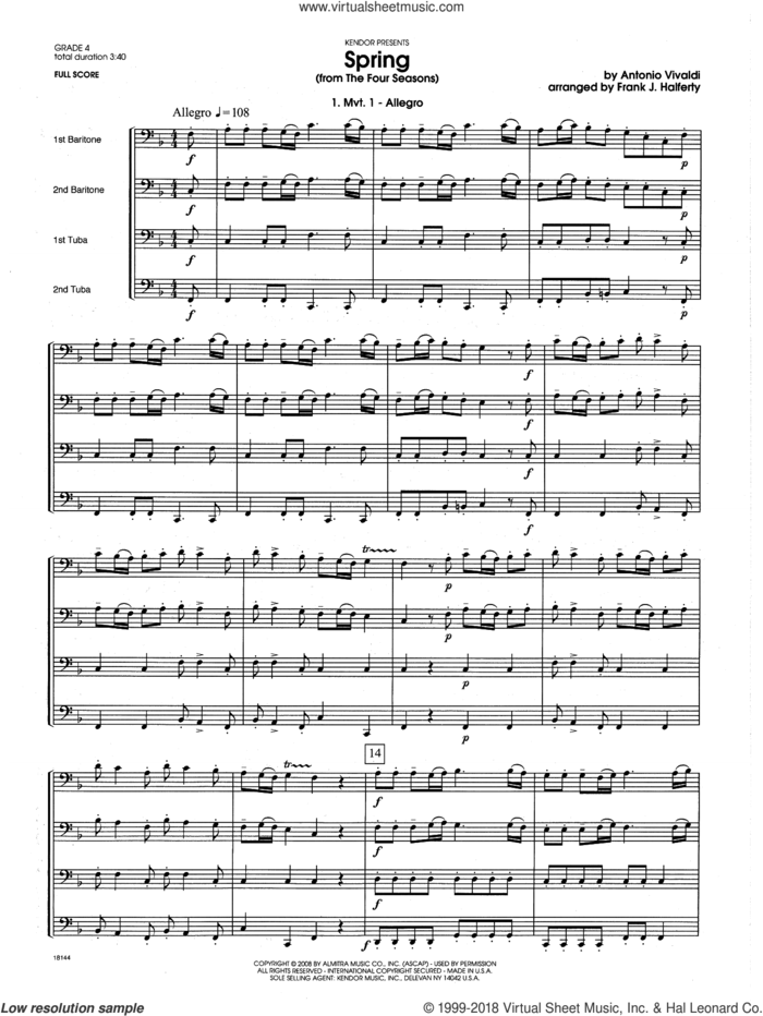 Spring (from The Four Seasons) sheet music (complete collection) for ...