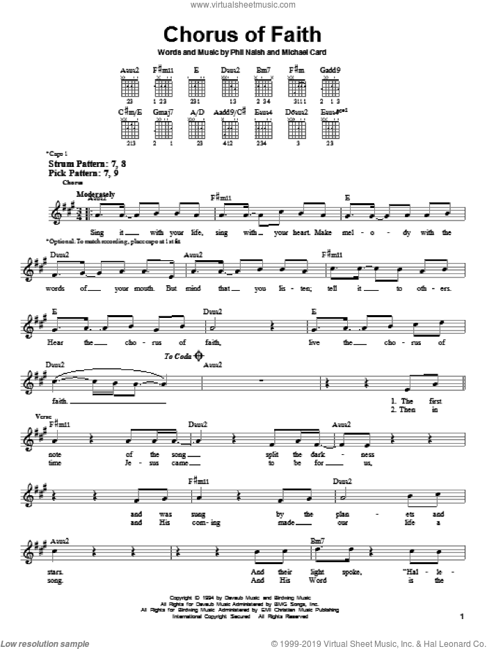 Chorus Of Faith sheet music for guitar solo (chords) by Michael Card and Phil Naish, easy guitar (chords)