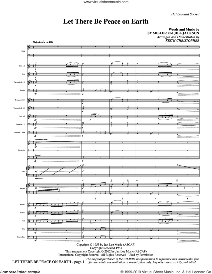 Let There Be Peace On Earth (COMPLETE) sheet music for orchestra/band by Keith Christopher, Jill Jackson and Sy Miller, intermediate skill level