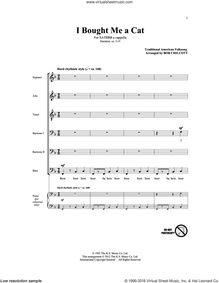 I Bought Me A Cat sheet music for choir (SATB: soprano, alto, tenor, bass) by The King's Singers and Bob Chilcott, intermediate skill level