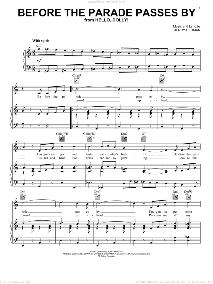 Before The Parade Passes By sheet music for voice, piano or guitar by Jerry Herman, intermediate skill level