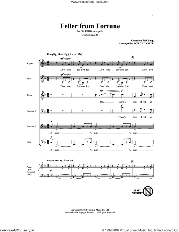 Feller From Fortune sheet music for choir (SATB: soprano, alto, tenor, bass) by The King's Singers and Bob Chilcott, intermediate skill level