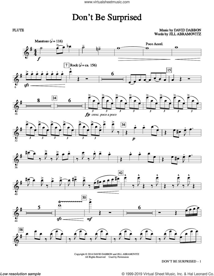 Don't Be Surprised (complete set of parts) sheet music for orchestra/band by Jill Abramovitz and David Dabbon, intermediate skill level