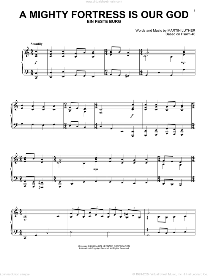 A Mighty Fortress Is Our God (from Images: Sacred Piano Reflections) sheet music for piano solo by Martin Luther and Frederick H. Hedge, intermediate skill level