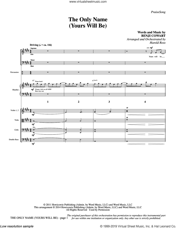 The Only Name (Yours Will Be) (COMPLETE) sheet music for orchestra/band by Harold Ross, Benji Cowart and Big Daddy Weave, intermediate skill level