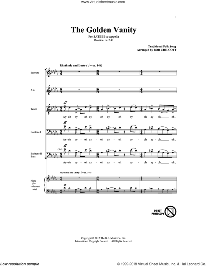 The Golden Vanity sheet music for choir (SATB: soprano, alto, tenor, bass) by The King's Singers, Bob Chilcott and Traditional Folk Song, intermediate skill level