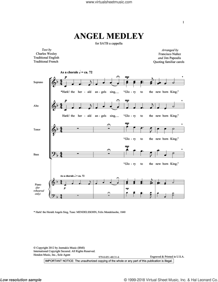 Angel Medley (from Coolside of Yuletide) sheet music for choir (SATB: soprano, alto, tenor, bass) by Francisco J. Nunez, Francisco J. NuA�A�ez, Francisco J. Nunez, James Chadwick and Jim Papoulis, intermediate skill level