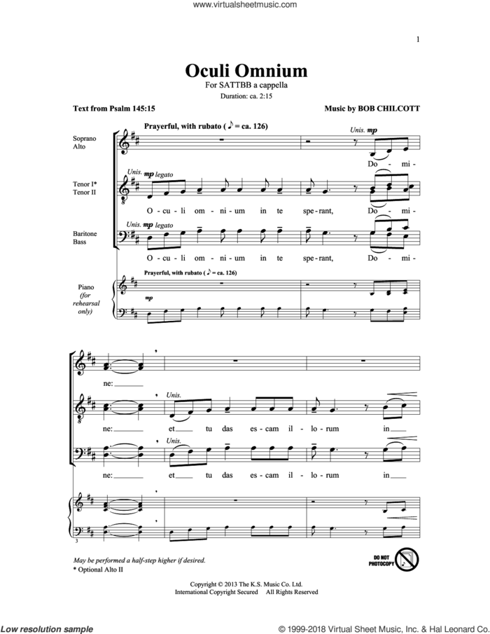 Oculi Omnium sheet music for choir (SATB: soprano, alto, tenor, bass) by The King's Singers and Bob Chilcott, intermediate skill level