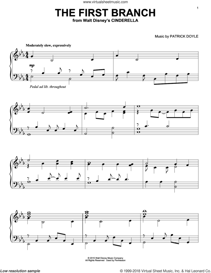 The First Branch sheet music for piano solo by Patrick Doyle, intermediate skill level