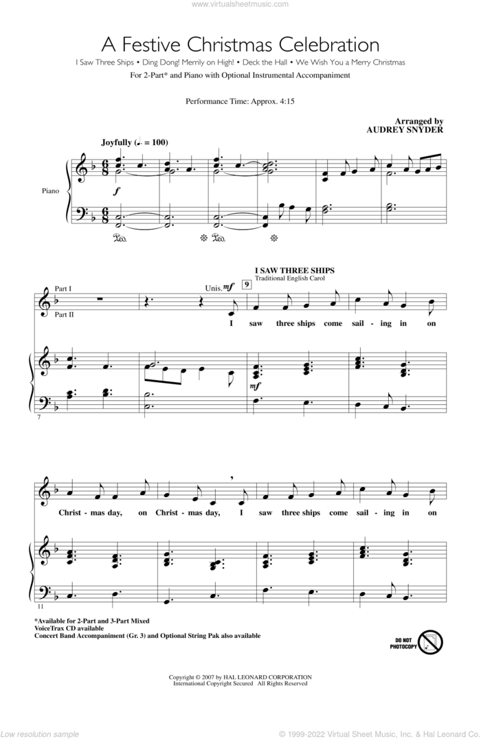 A Festive Christmas Celebration sheet music for choir (2-Part) by Audrey Snyder, John Moss and Miscellaneous, intermediate duet