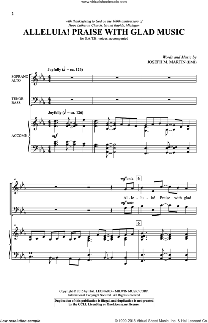 Alleluia! Praise With Glad Music sheet music for choir (SATB: soprano, alto, tenor, bass) by Joseph M. Martin, intermediate skill level