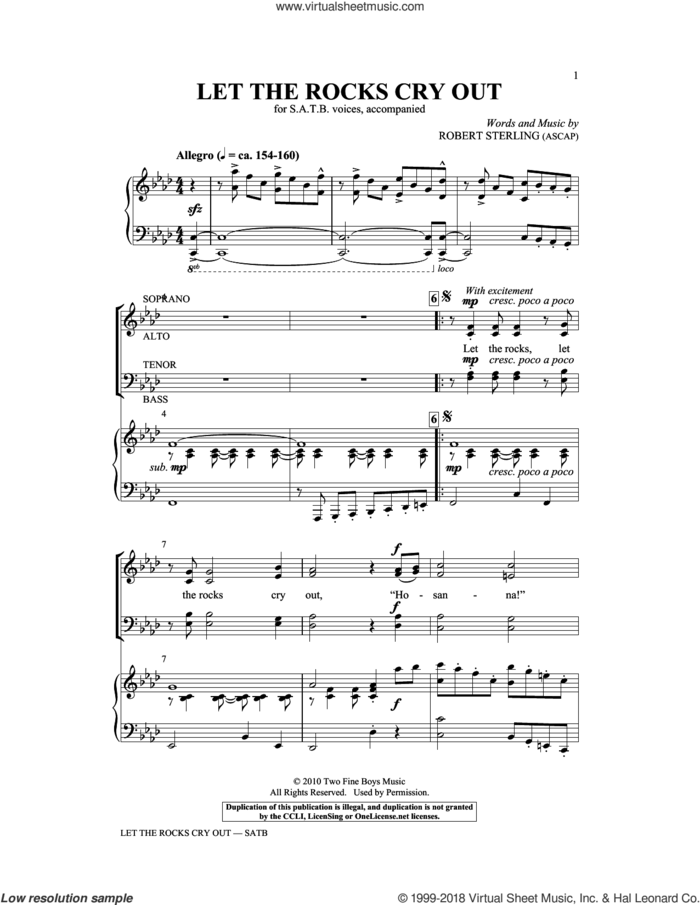 Let The Rocks Cry Out sheet music for choir (SATB: soprano, alto, tenor, bass) by Robert Sterling, intermediate skill level