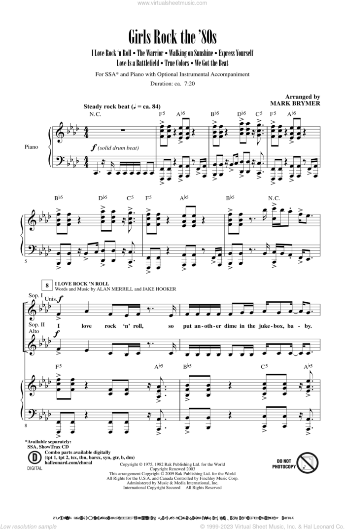 Girls Rock The '80s (Medley) sheet music for choir (SSA: soprano, alto) by Mark Brymer, Holly Knight, Nick Gilder and Scandal, intermediate skill level