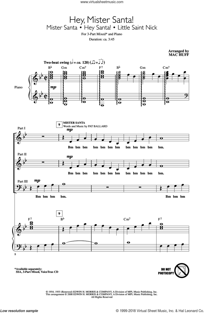 Hey Santa! sheet music for choir (3-Part Mixed) by Mac Huff, Carnie & Wendy Wilson, Carnie Wilson, Jack Kugell and Wendy Wilson, intermediate skill level