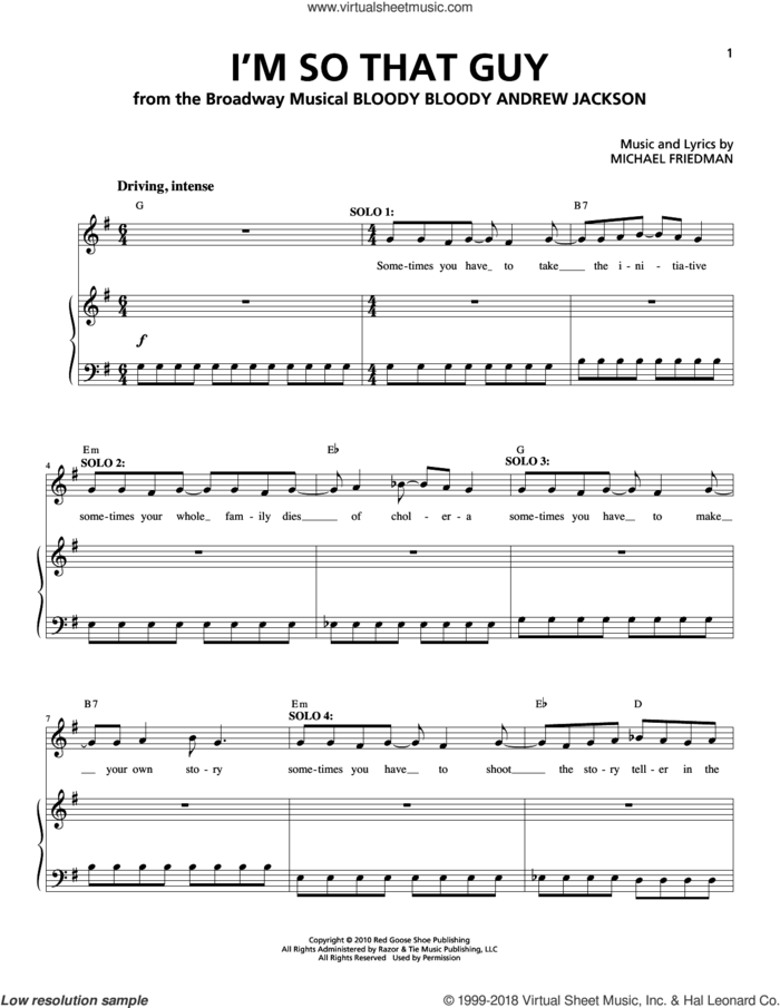 I'm So That Guy sheet music for voice and piano by Michael Friedman, intermediate skill level