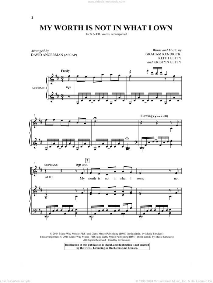 My Worth Is Not In What I Own sheet music for choir (SATB: soprano, alto, tenor, bass) by Ed Cash, Keith and Kristyn Getty, David Angerman, Graham Kendrick, Keith Getty and Kristyn Getty, intermediate skill level