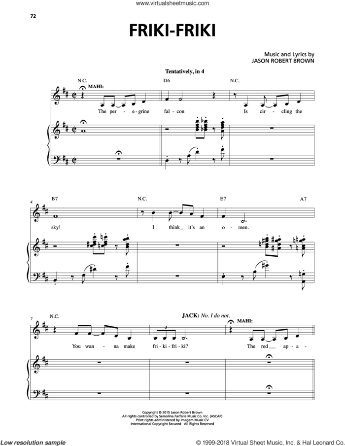 Friki-Friki (from Honeymoon in Vegas) sheet music for voice and piano by Jason Robert Brown, intermediate skill level