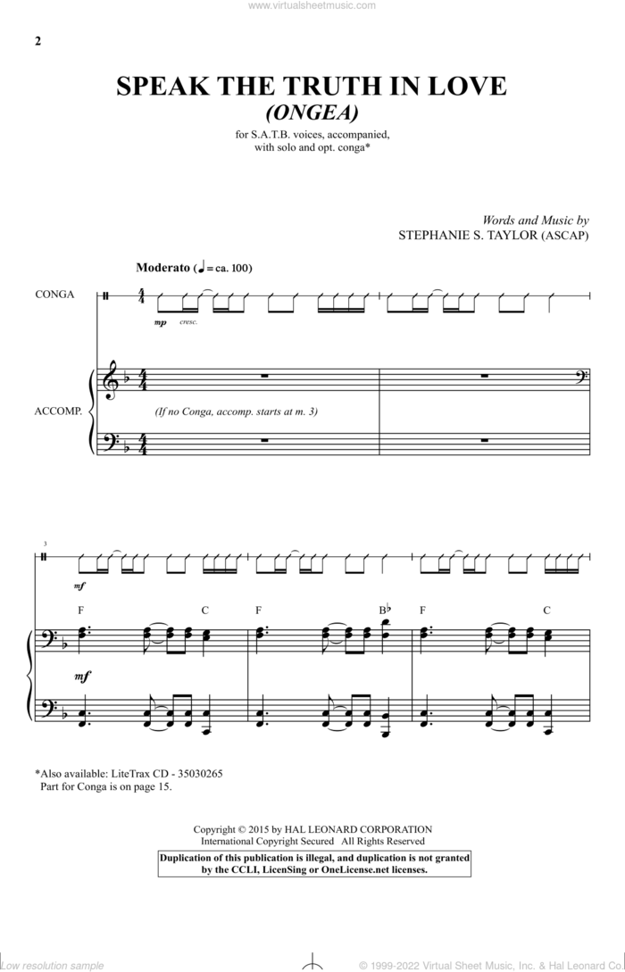 Speak The Truth In Love (Ongea) sheet music for choir by Stephanie S. Taylor, intermediate skill level