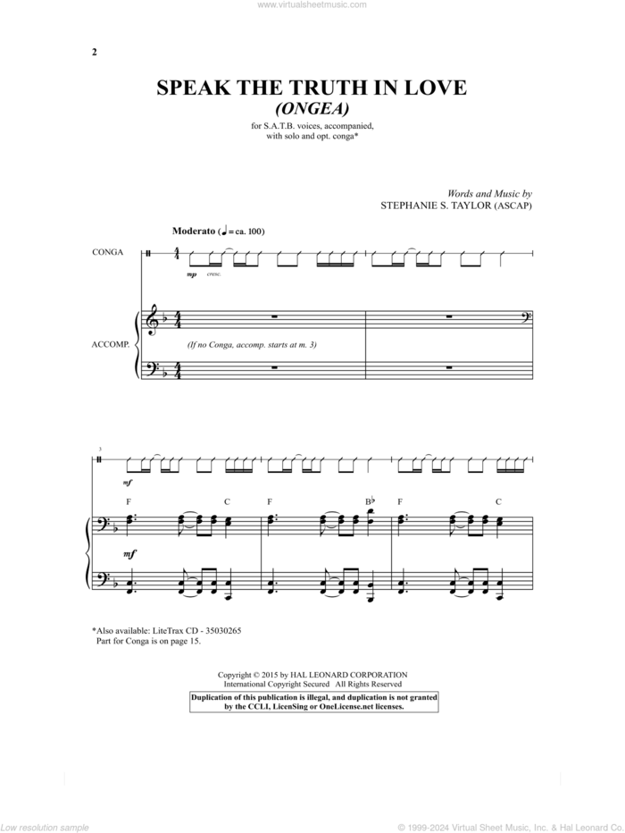 Speak The Truth In Love (Ongea) sheet music for choir by Stephanie S. Taylor, intermediate skill level