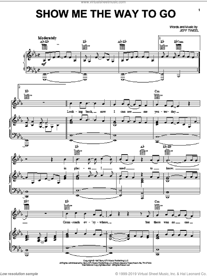 Show Me The Way To Go sheet music for voice, piano or guitar by Oak Ridge Boys and Jeff Tweel, intermediate skill level