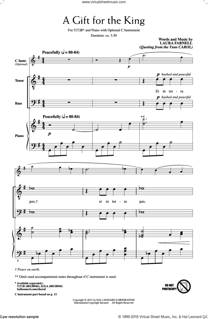 A Gift For The King sheet music for choir (TTB: tenor, bass) by Laura Farnell, intermediate skill level