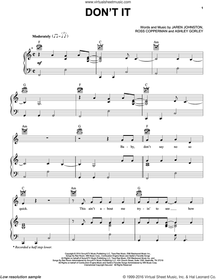 Don't It sheet music for voice, piano or guitar by Billy Currington, Ashley Gorley, Jaren Johnston and Ross Copperman, intermediate skill level