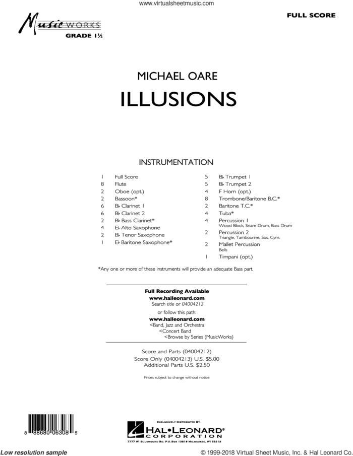 Illusions (COMPLETE) sheet music for concert band by Michael Oare, intermediate skill level