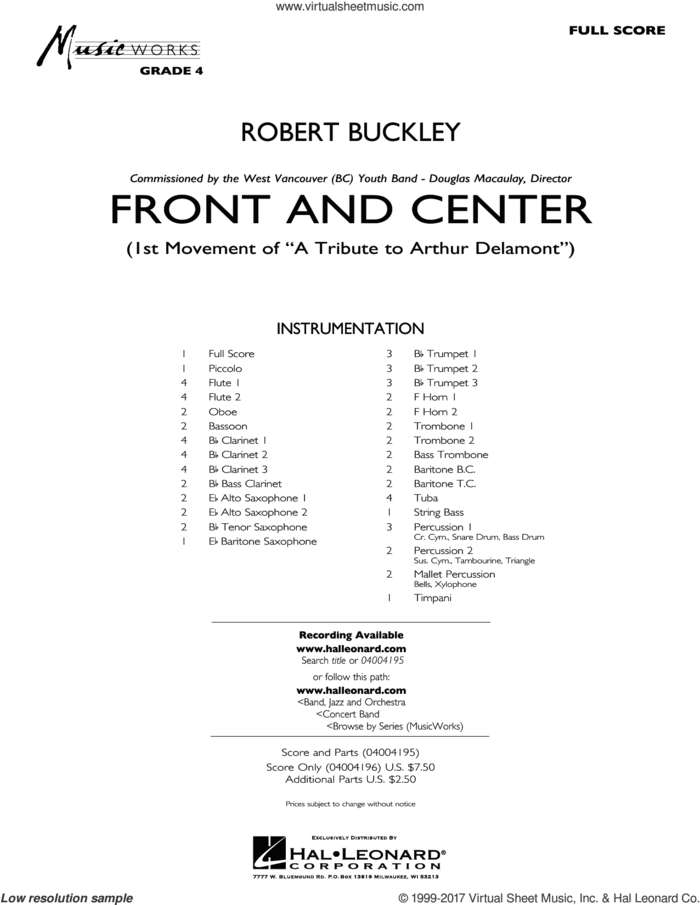 Front and Center (COMPLETE) sheet music for concert band by Robert Buckley, intermediate skill level