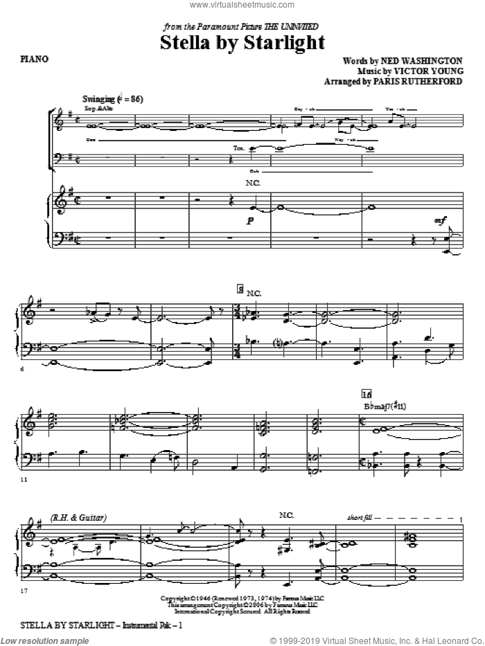 Stella By Starlight (complete set of parts) sheet music for orchestra/band (Rhythm) by Ned Washington, Victor Young, Ella Fitzgerald and Paris Rutherford, intermediate skill level