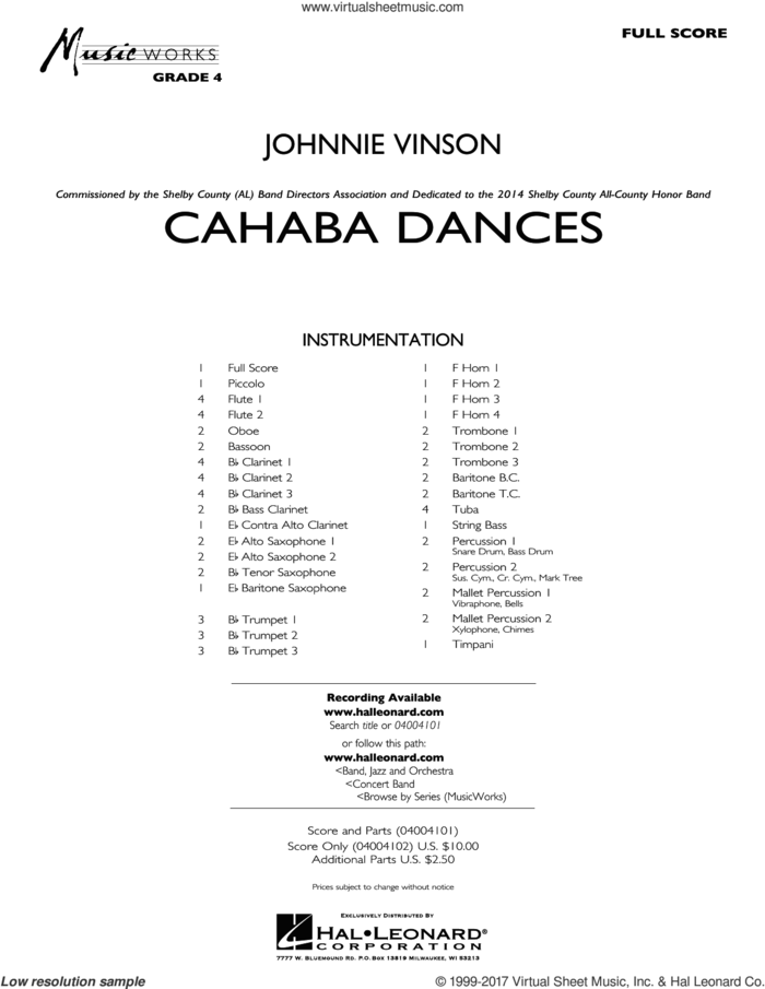Cahaba Dances (COMPLETE) sheet music for concert band by Johnnie Vinson, intermediate skill level