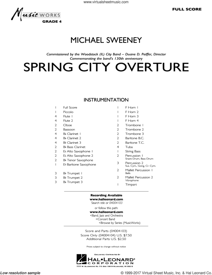 Spring City Overture (COMPLETE) sheet music for concert band by Michael Sweeney, intermediate skill level