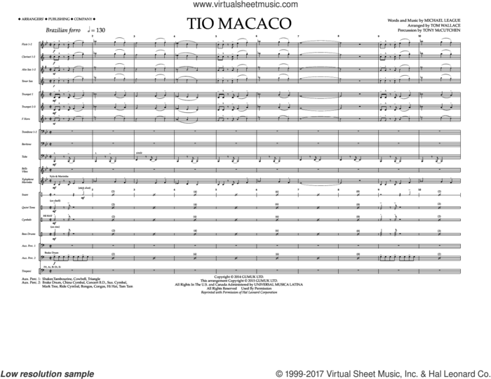 Tio Macaco (COMPLETE) sheet music for marching band by Tom Wallace and Michael League, intermediate skill level