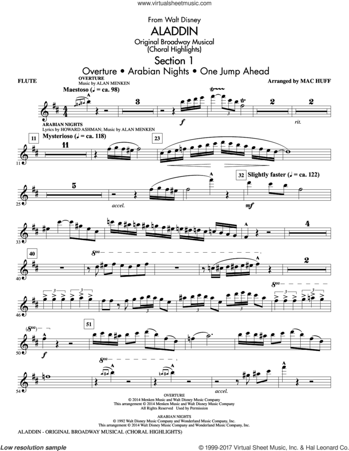 Aladdin (Choral Highlights) (from Aladdin: The Broadway Musical) (arr. Mac Huff) (complete set of parts) sheet music for orchestra/band by Alan Menken, Howard Ashman, Mac Huff and Alan Menken & Howard Ashman, intermediate skill level