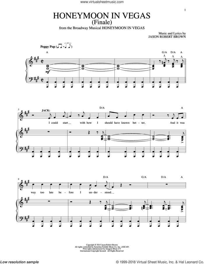 Honeymoon in Vegas (Finale) (from Honeymoon in Vegas) sheet music for voice and piano by Jason Robert Brown, intermediate skill level