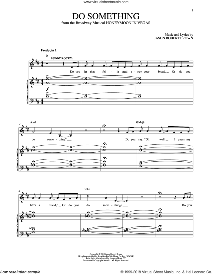 Do Something (from Honeymoon in Vegas) sheet music for voice and piano by Jason Robert Brown, intermediate skill level
