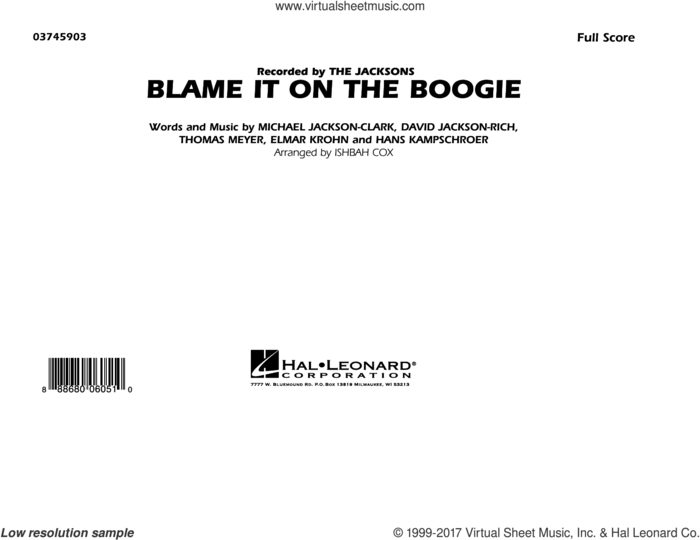 Blame It on the Boogie (COMPLETE) sheet music for marching band by Ishbah Cox, David Jackson Rich, Elmar Krohn, Hans Kampschroer, Michael Jackson-Clark and Thomas Meyer, intermediate skill level