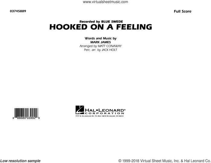 Hooked on a Feeling (COMPLETE) sheet music for marching band by Matt Conaway, B.J. Thomas and Mark James, intermediate skill level