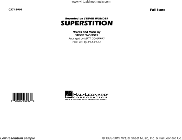 Superstition (COMPLETE) sheet music for marching band by Stevie Wonder, Matt Conaway and Stevie Ray Vaughan, intermediate skill level
