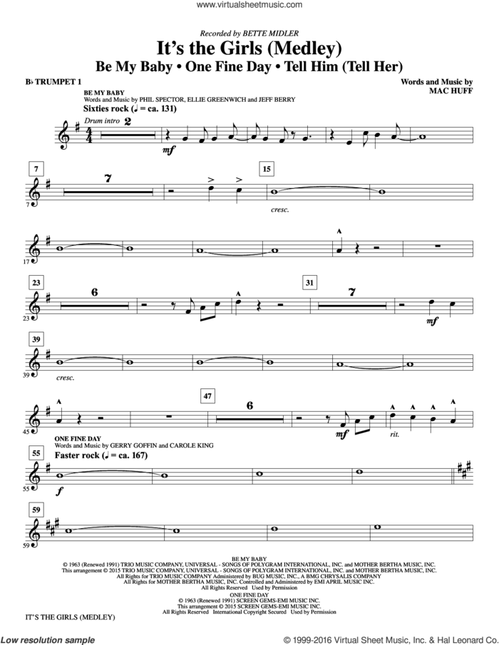 It's the Girls (Medley) sheet music for orchestra/band (Bb trumpet 1) by Mac Huff, Andy Kim, Bette Midler, Ellie Greenwich, Jeff Barry, Phil Spector and Ronettes, intermediate skill level