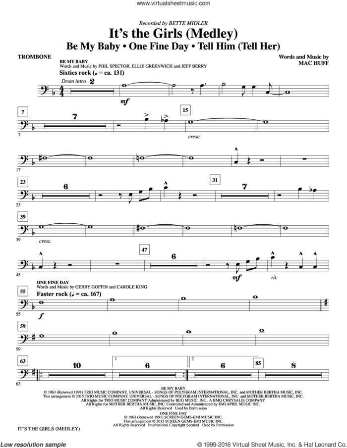 It's the Girls (Medley) sheet music for orchestra/band (trombone) by Mac Huff, Andy Kim, Bette Midler, Ellie Greenwich, Jeff Barry, Phil Spector and Ronettes, intermediate skill level