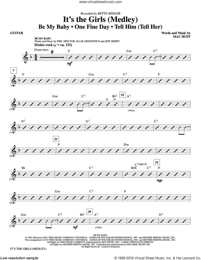 It's the Girls (Medley) sheet music for orchestra/band (guitar) by Mac Huff, Andy Kim, Bette Midler, Ellie Greenwich, Jeff Barry, Phil Spector and Ronettes, intermediate skill level