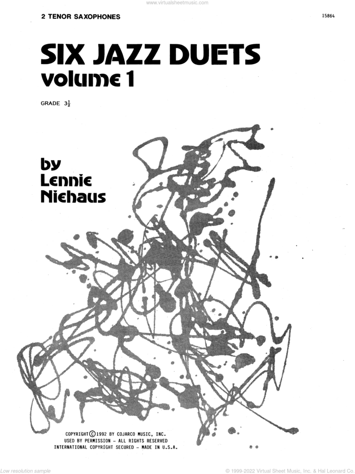 Six Jazz Duets, Volume 1 sheet music for two tenor saxophones by Lennie Niehaus, intermediate duet