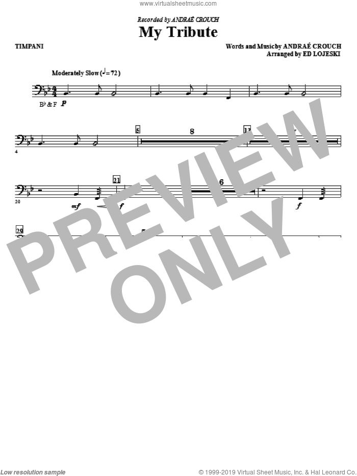 My Tribute (complete set of parts) sheet music for orchestra/band by Ed Lojeski and Andrae Crouch, intermediate skill level