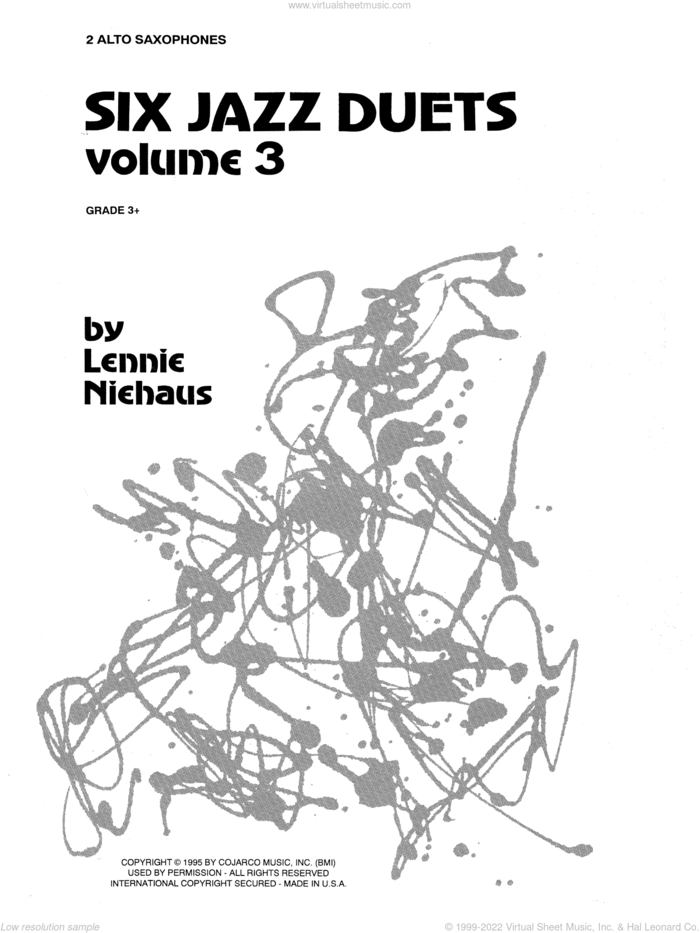 Six Jazz Duets, Volume 3 sheet music for two alto saxophones by Lennie Niehaus, intermediate duet