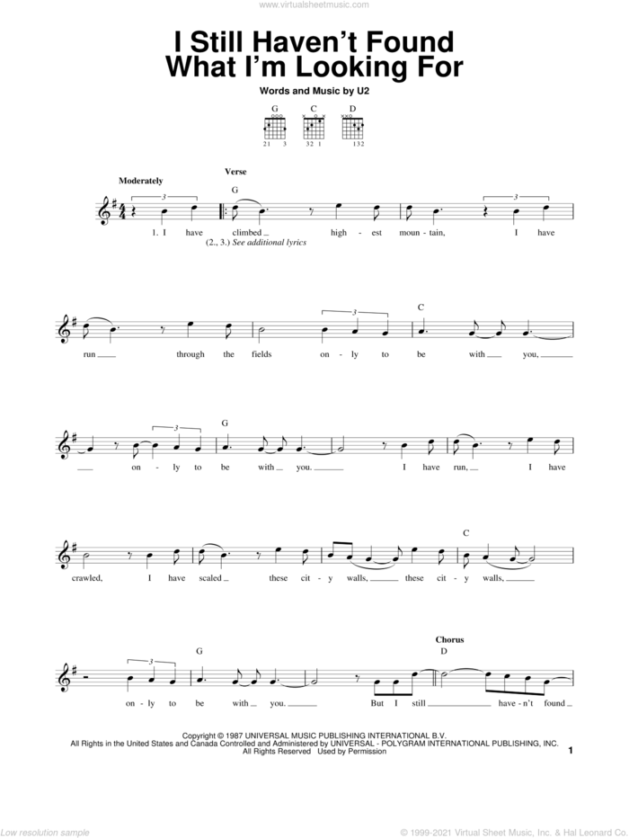 I Still Haven't Found What I'm Looking For sheet music for guitar solo (chords) by U2 and David Cook, easy guitar (chords)