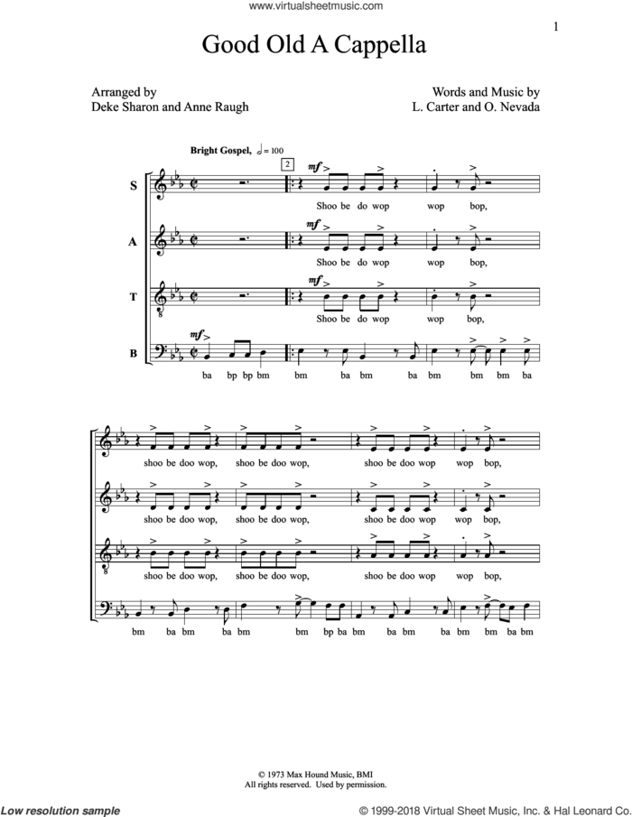Good Old A Cappella sheet music for choir (SATB: soprano, alto, tenor, bass) by Deke Sharon, Anne Raugh, L. Carter and O. Nevada, intermediate skill level