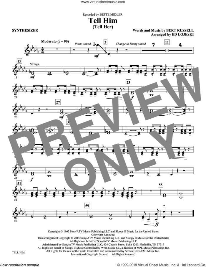 Tell Him (Tell Her) sheet music for orchestra/band (synthesizer) by Ed Lojeski, Bert Russell and The Exciters, intermediate skill level