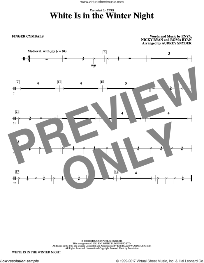 White Is in the Winter Night (complete set of parts) sheet music for orchestra/band by Audrey Snyder, Enya, Nicky Ryan and Roma Ryan, intermediate skill level