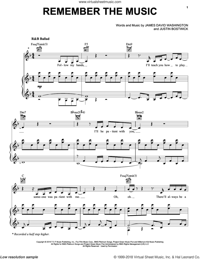 Remember The Music sheet music for voice, piano or guitar by Jennifer Hudson, Timbaland, James David Washington and Justin Bostwick, intermediate skill level