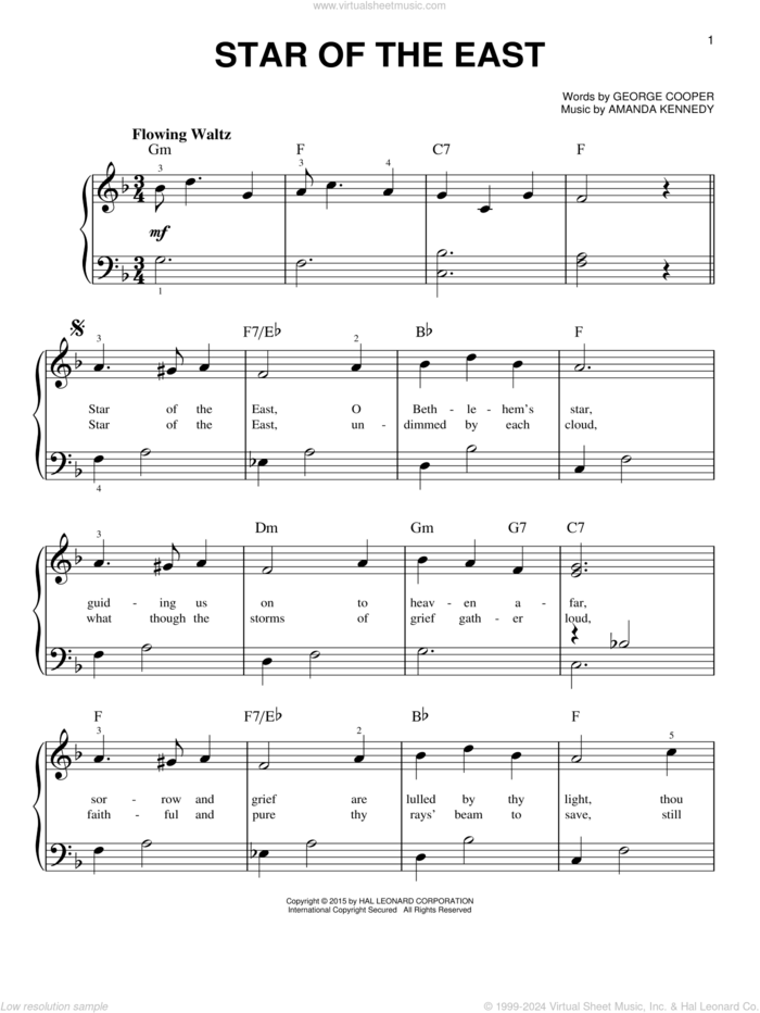 Star Of The East sheet music for piano solo by George Cooper and Amanda Kennedy, beginner skill level